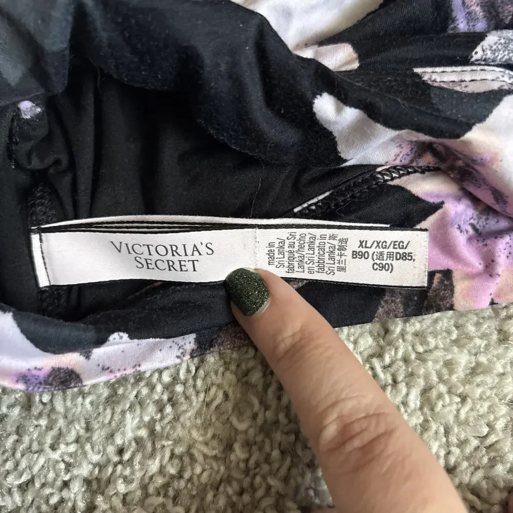 Victoria's Secret Pink And Black Floral Unlined Sports Bra Size XL